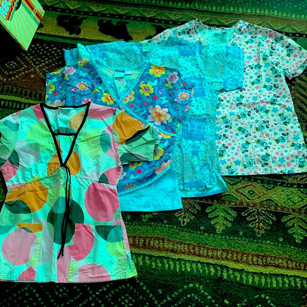 Lot of four, size medium, women’s scrub tops.
